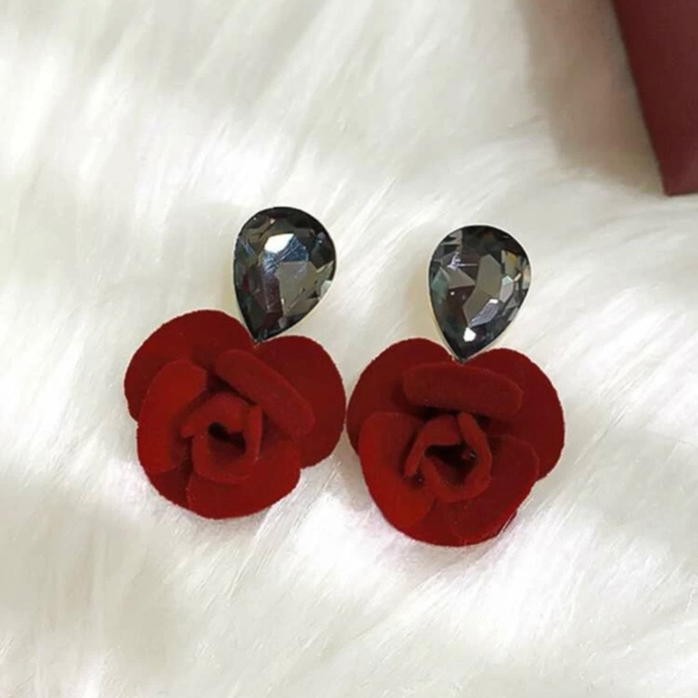 925 Sterling Silver Gemstone Rose Drop Stud Earrings
